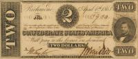 p58a from Confederate States of America: 2 Dollars from 1863